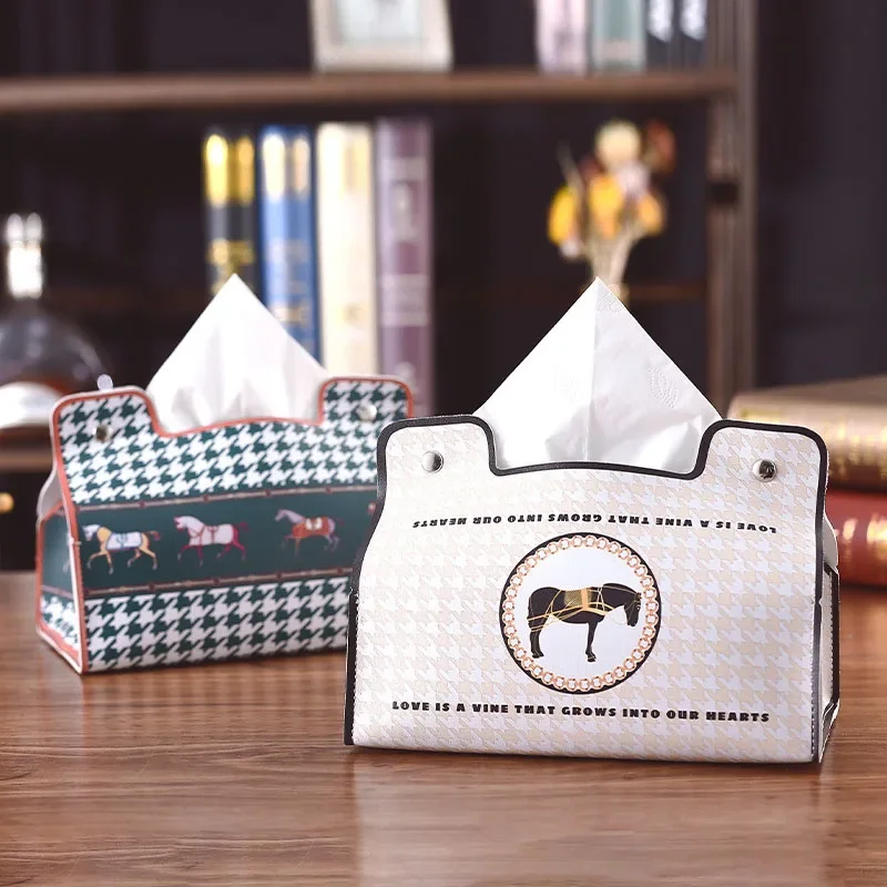 Leather Tissue Box Car Tissue Box Home Living Room Decoration Bedroom Kitchen Desktop Nordic Large Storage Box Napkin Holder