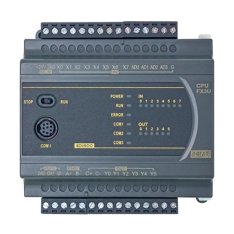 FX3U-14MR FX3U-14MT PLC programmable controller 8 input 6 output 4AD2DA with RTC