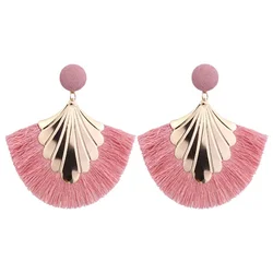 Fsunion-Bohemia Fan Shaped Tassel Brincos para Mulheres, Exagerado Big Statement, Franjas Vintage Dangle, Novo, 2022