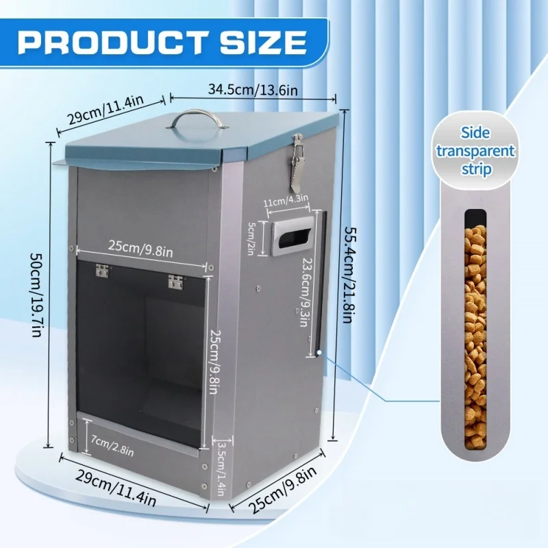 26 lb Galvanized automatic dog feeder gravity pet food feeder Dog Food Dispenser outdoor pet feeder