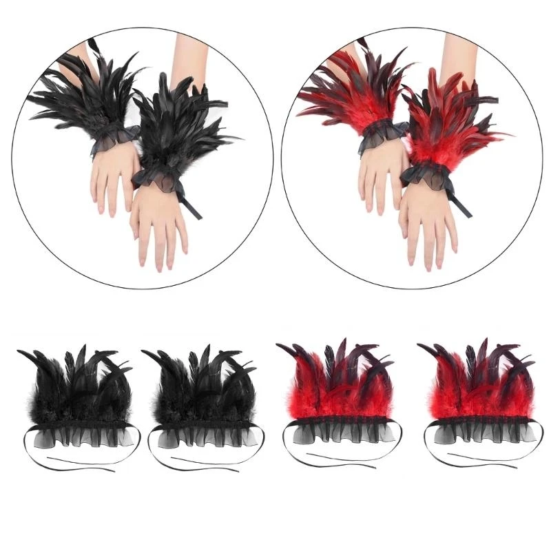 Q5we Halloween Theme Party Buffs for Nữ Dân tộc Feathered ARM Tay áo trang trí trang trí cho sự kiện đặc biệt chính thức