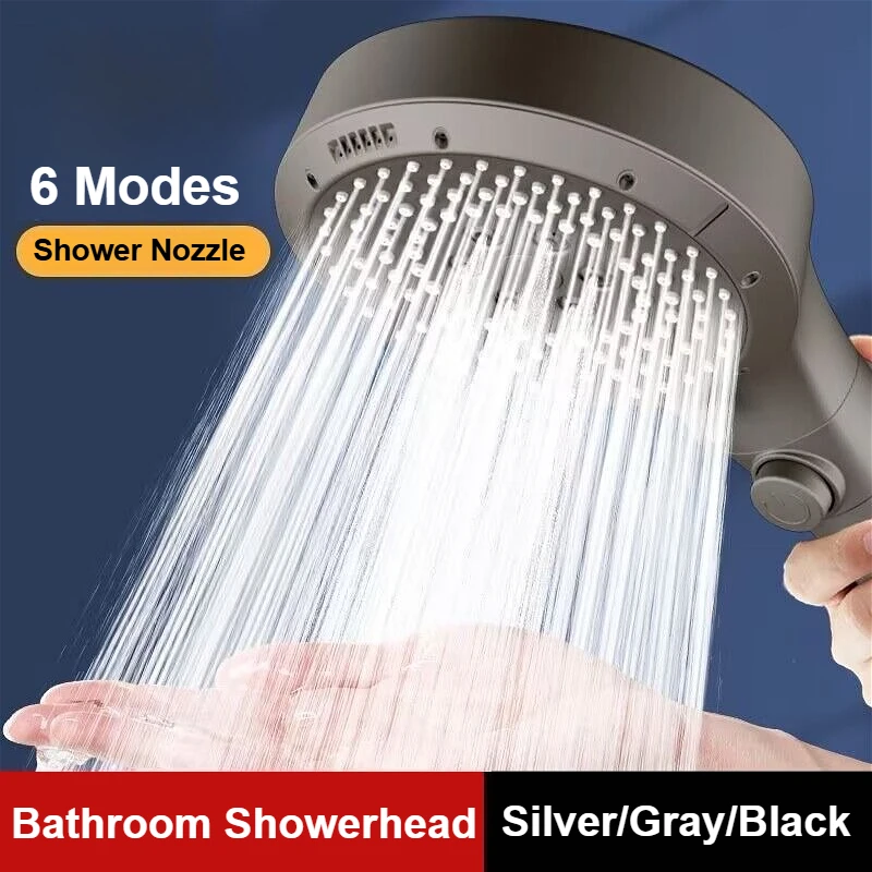 

Bathroom Large Water Volume Shower Head 6 Modes Booster Shower Head Household Multifunctional Adjustable Filter Sprayer