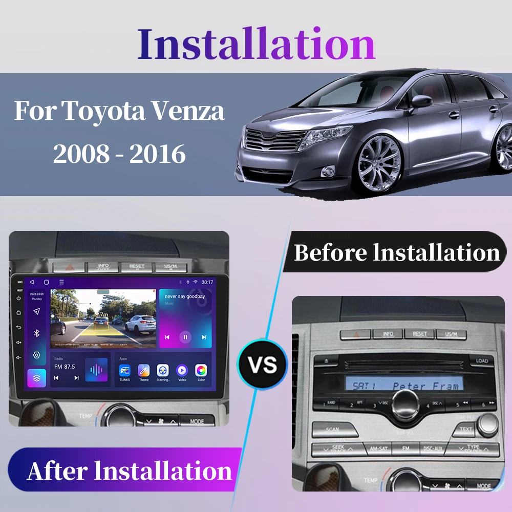 For Toyota Venza 2008 - 2016 Android Car Radio Multimedia Video Player Navigation GPS Carplay QLED Touch Screen Auto Stereo WIFI