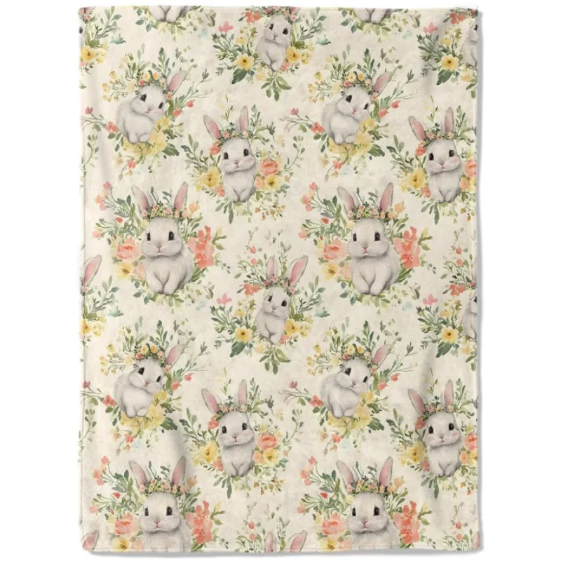 

Милое одеяло с кроликом, одеяло с весенним цветком кролика, мягкое, удобное и легкое, подходит для украшения дома в гостиной.