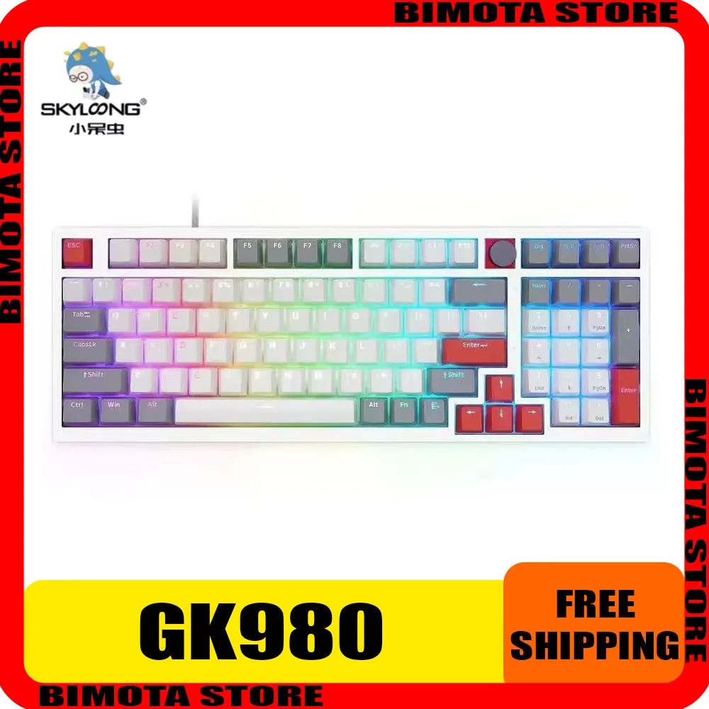 

Skyloong Gk980 Mechanical Keyboard Multifunctional Knob Optic Switch Gaming Keyboard Rgb Hot Swap Pc Gamer Accessories Man Gifts