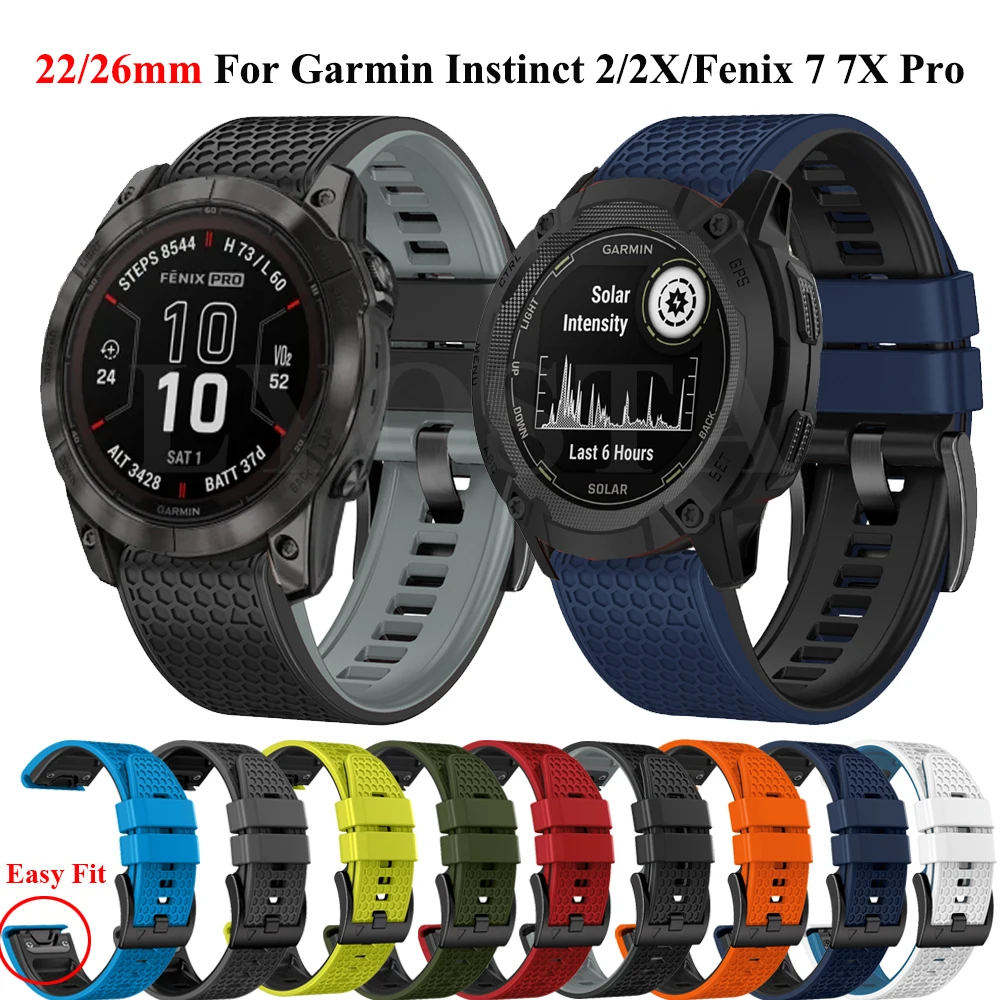 Correa de silicona Quickfit para reloj Garmin Instinct 2, 2X, Fenix 7, 7X Pro, 47mm, 51mm, 6, 6X Pro, 5X, 5 Plus, 3HR, Enduro2, 22, 26mm