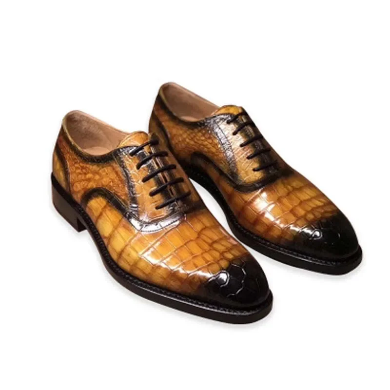 yulonggongwu business  color male crocodile leather men smanual leather shoes crocodile