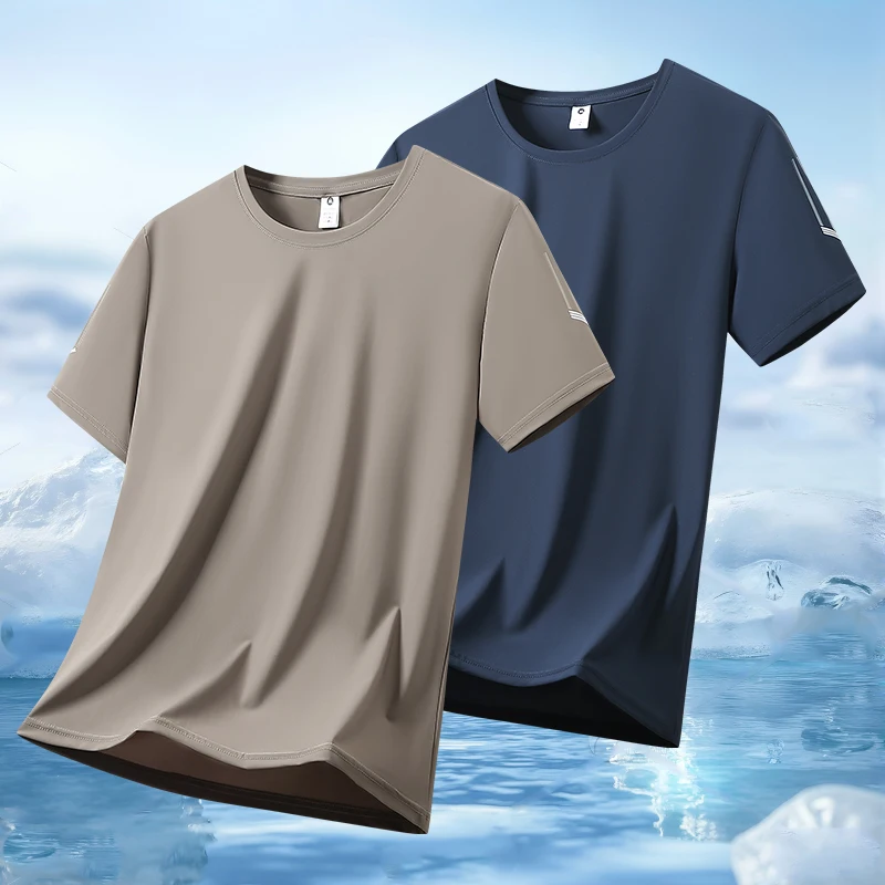 Summer Lightweight Breathable Casual Top Outdoor Table Tennis Sport Sweat Absorbing Quick Drying Ice Silk Short Sleeved T-shirt