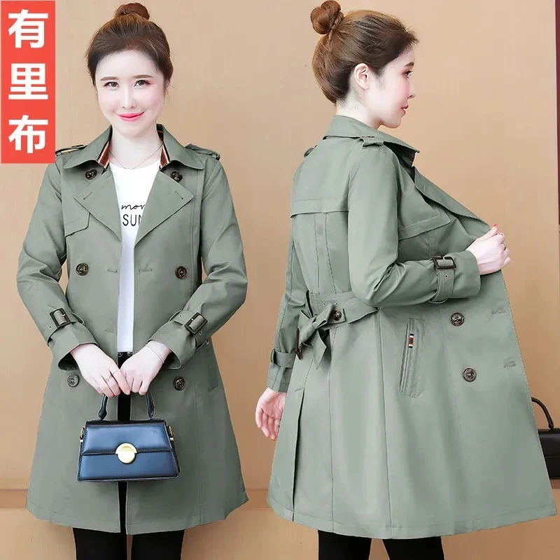 Fashion Double -breasted Trench Coats For Womens 2023 Spring Autumn Temperament Slim Windbreakers Female Long Coats With Belt