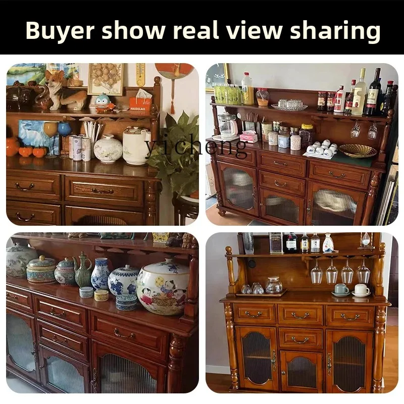 

ZYA Solid Wood Sideboard Wall-Mounted Integrated Kitchen Storage Cabinet Vintage Living Room Wall Storage Tea Cabinet