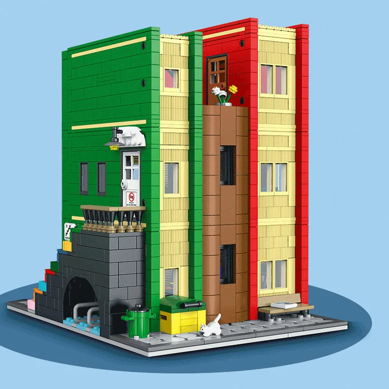Blocs de construction de bibliothèque de villes créatives, modèle MOC, ornement de bureau modulaire, vue sur la rue, jouet d'architecture, cadeaux pour adultes