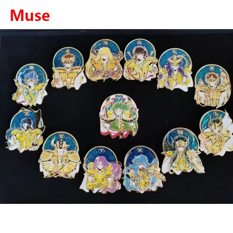 GUI Original Design Saint Seiya Gold Knights of The Zodiac  Gold-plated Imitation Enamel Badge Brooch Collect Gifts in Stock