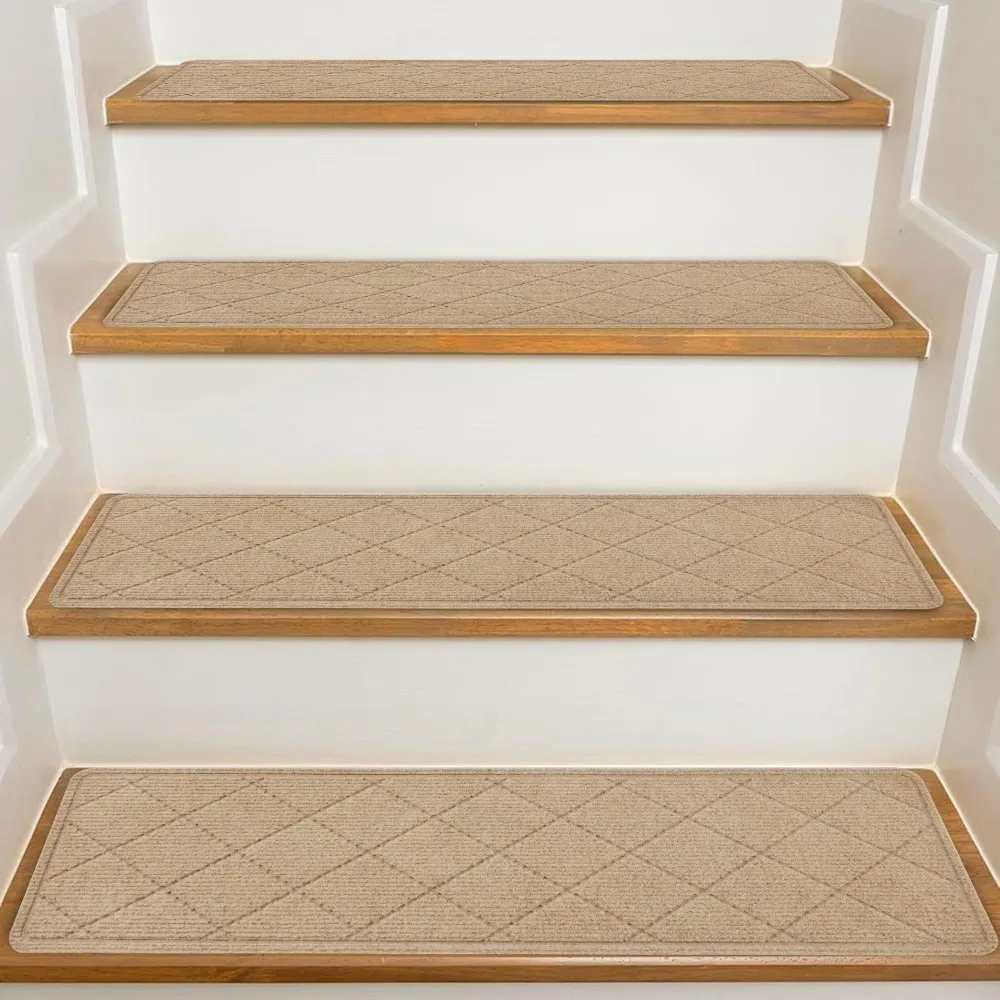 1pc Home Deco Non-Slip Stair Treads Self-adhesive Washable Stair Mats TPR Backing Reusable Stair Runner Rugs Indoor Use
