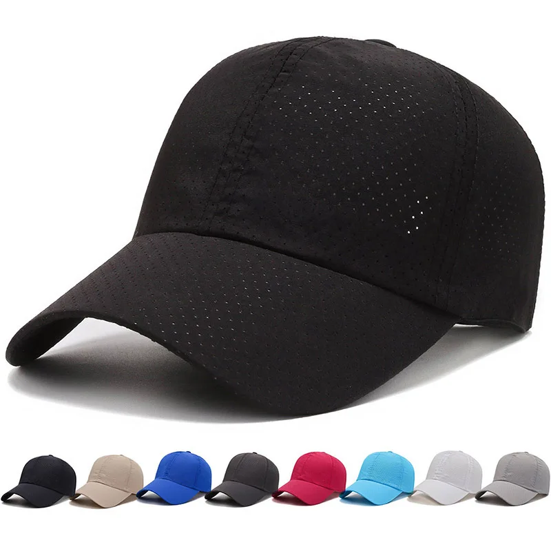 

Wholesale Men Women Summer Baseball Cap Quick Drying Hats Unisex Breathable Sport Pure Color Snapback Hat Men Golf Trucker Hat