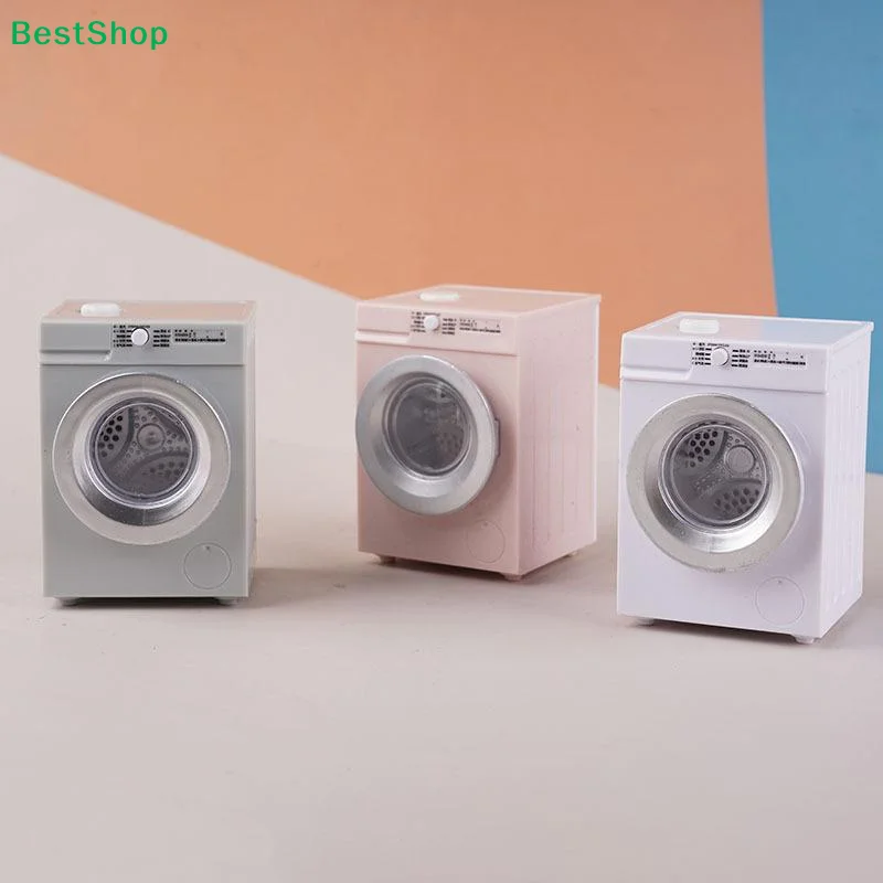 

♬1 Set 1:12 Scale Laundry Room Appliance Miniature Dollhouses Simulation Mini Rechargeable Washing Machine Model