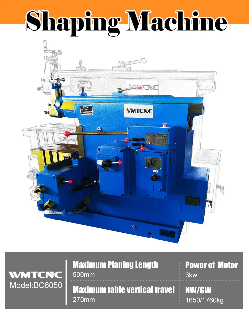 Metal Shaper Machine Horizontal Gear Planer BC6050 Shaping Machine