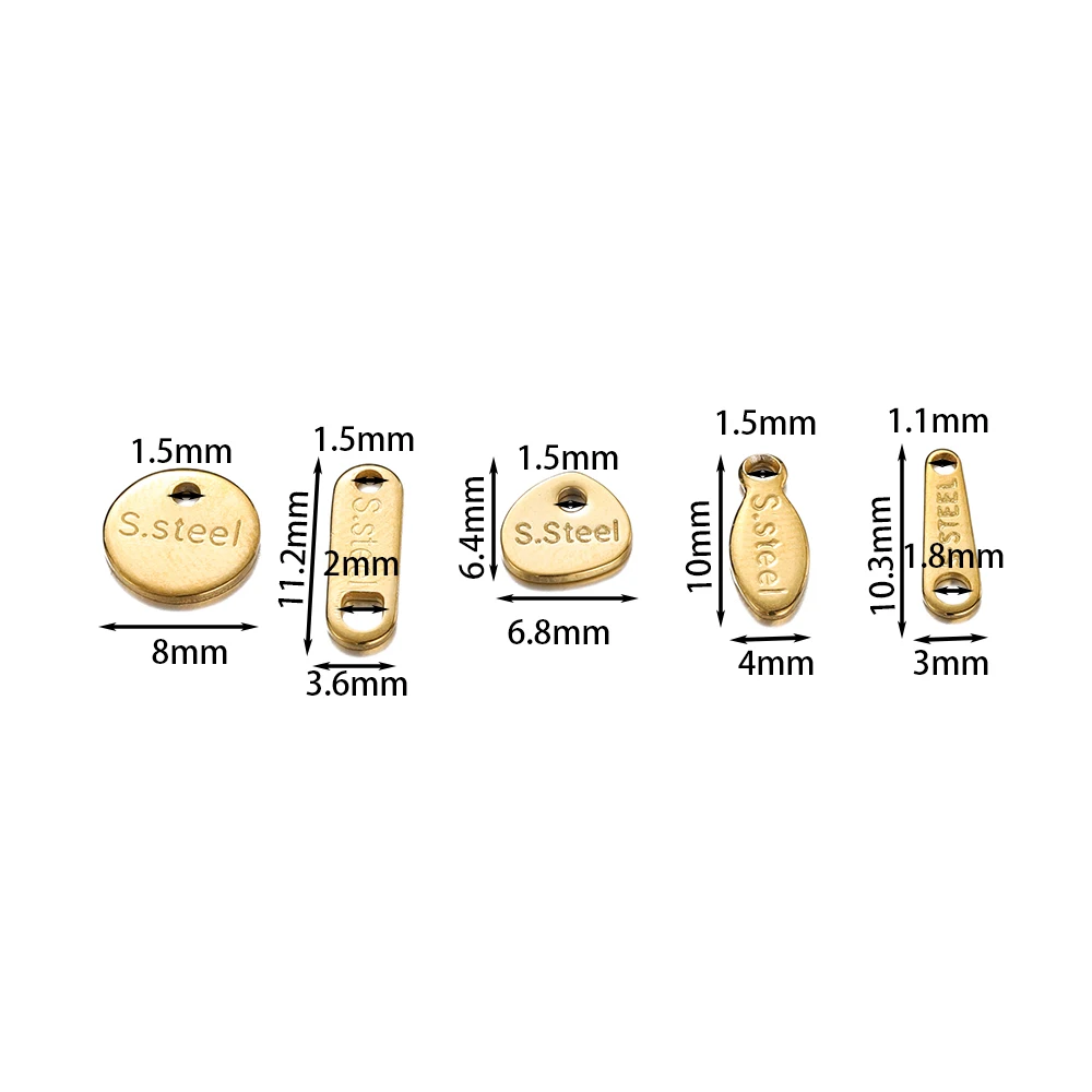 20/50pcs Stainless Steel Gold Color Round Oval Pendant Letters Charm Tag for DIY Bracelet Jewelry Making Findings Accessories view 2