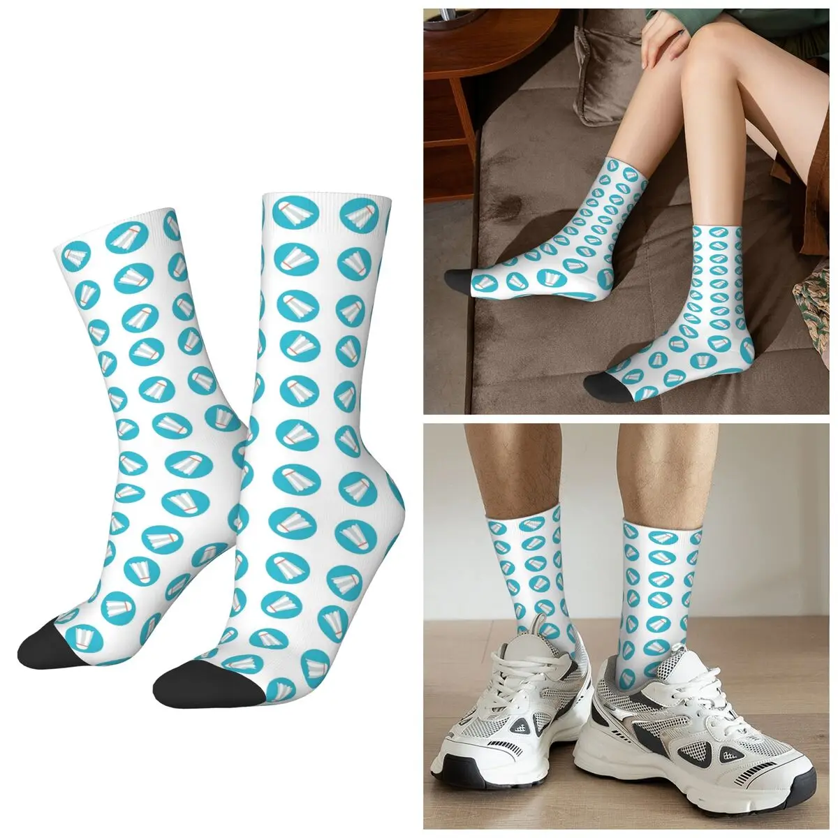 

Спортивные носки для бадминтона на все сезоны, в стиле Харадзюку, средней длины, для мужчин и женщин, подарки на День святого Валентина