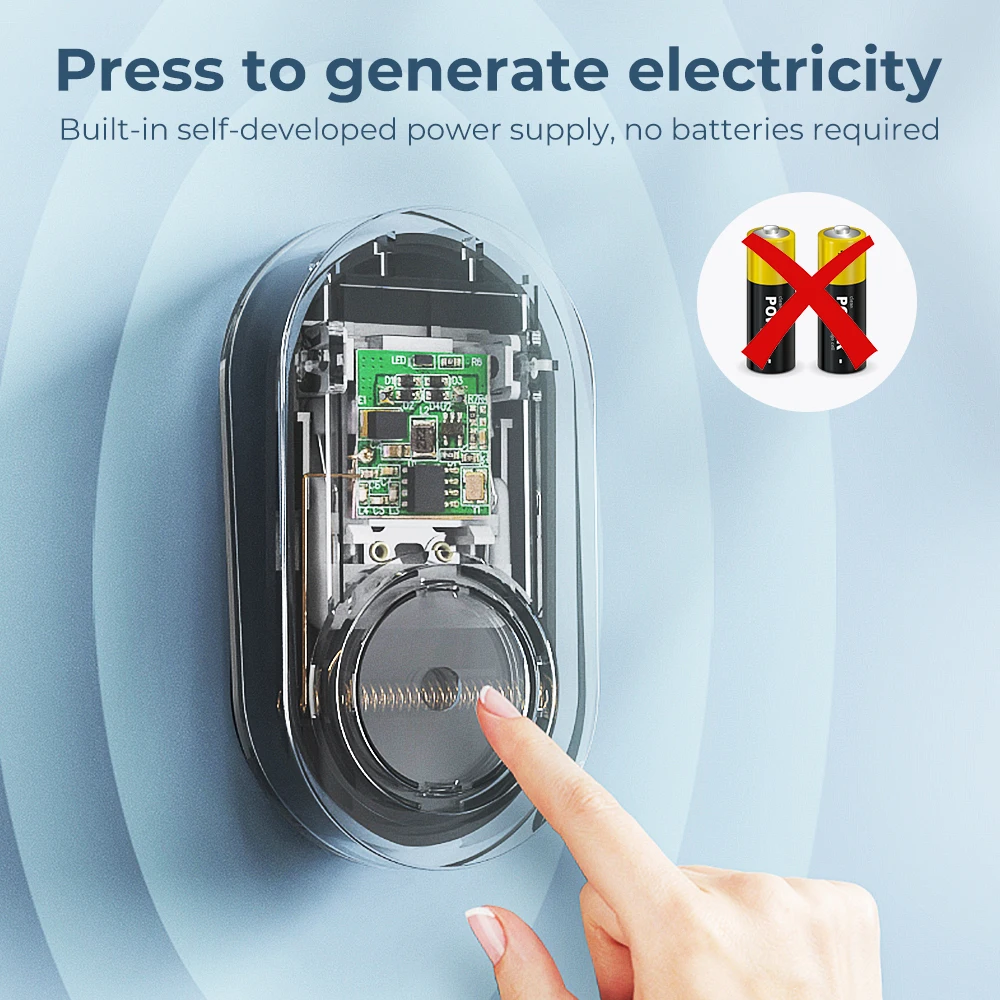 SMATRUL Self Powered Doorbells No Need Battery 120dB 60 Chimes 250M Range EU US UK Plug Waterproof Door Bell For Office,Home
