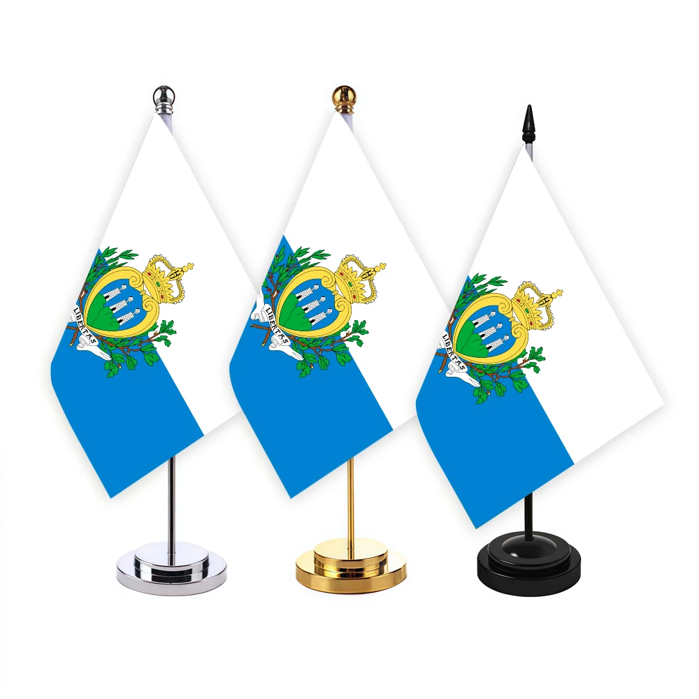 CYPOMELO office desk flag San Marino flag 14x21cm San Marino desktop small decorative flag (with flagpole)