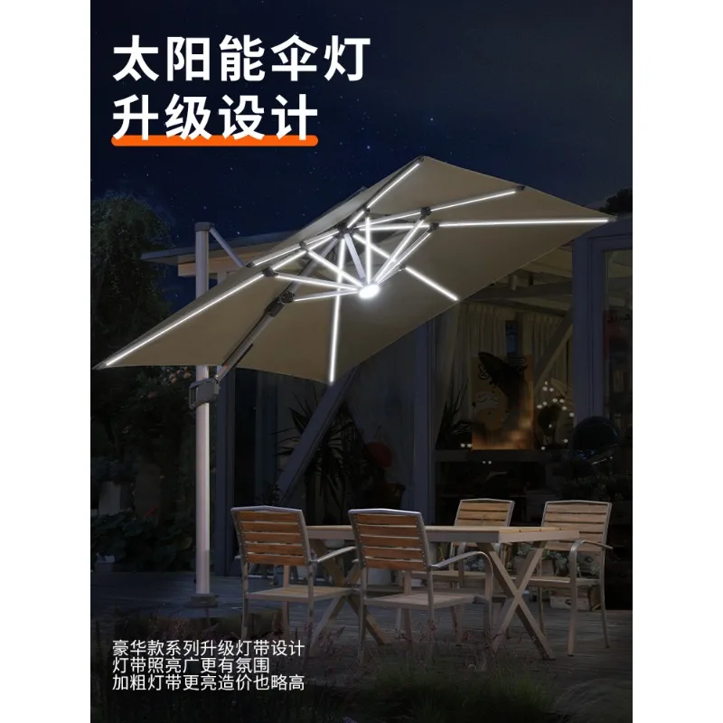 Outdoor courtyard umbrella sunshade villa garden home large sun umbrella terrace outdoor solar light bar Roman umbrella