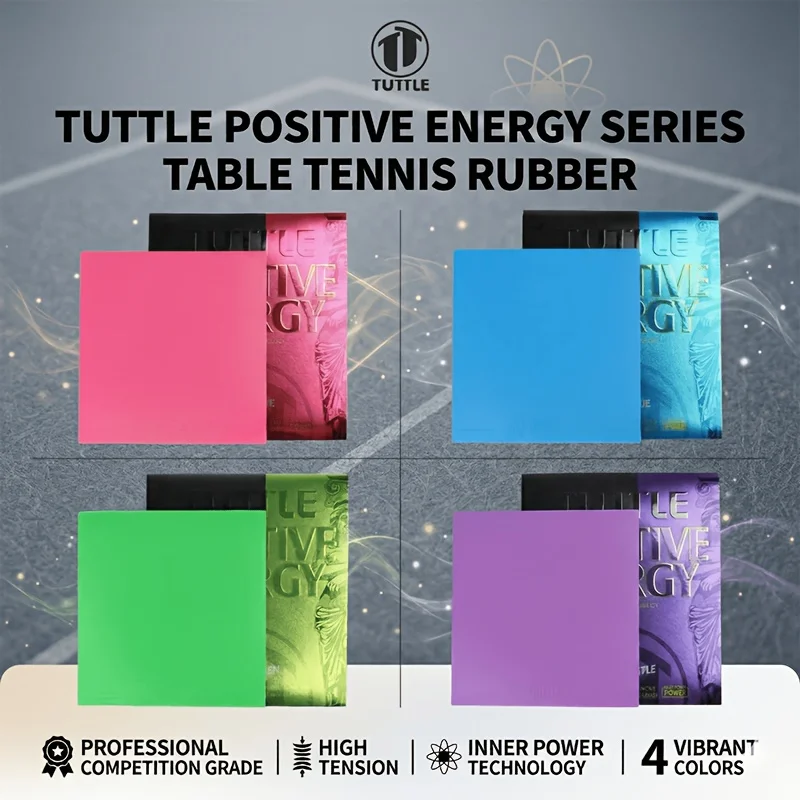 Tuttle Positive Energy Colorful Sticky Rubber, High Elasticity Rubber, Table Tennis Racket Rubber with Inner Sponge