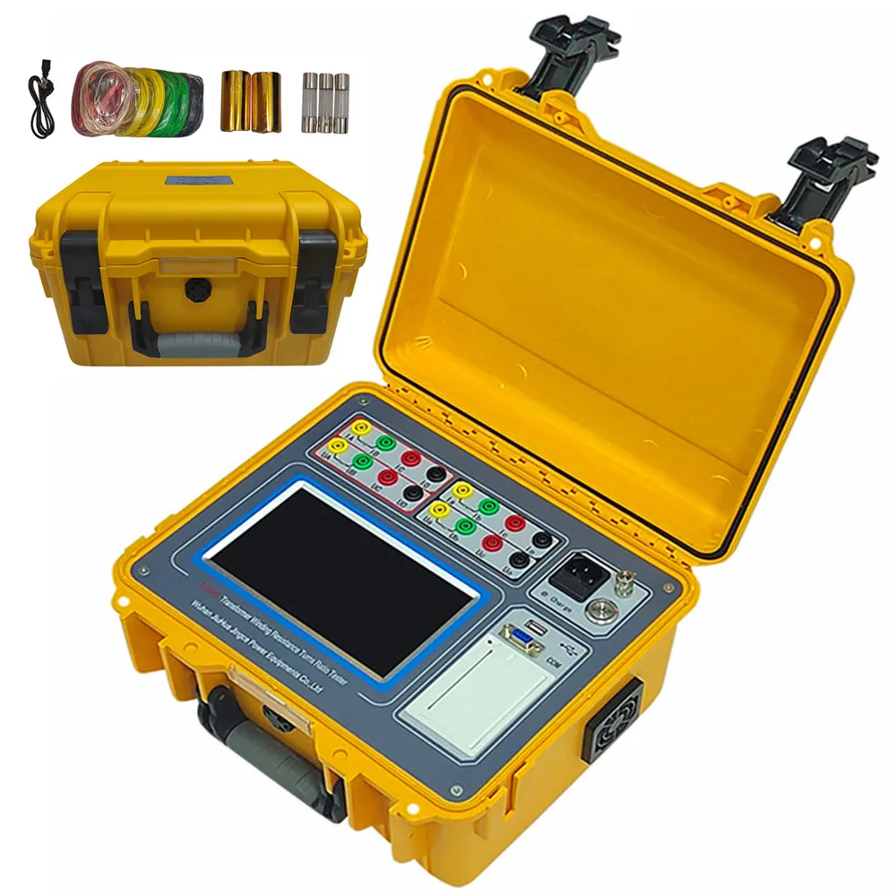 

Полностью автоматический электрический трансформатор 10A 20A, сопротивление обмотки постоянного тока и соотношение поворотов, группа тестеров, встроенный измеритель TTR