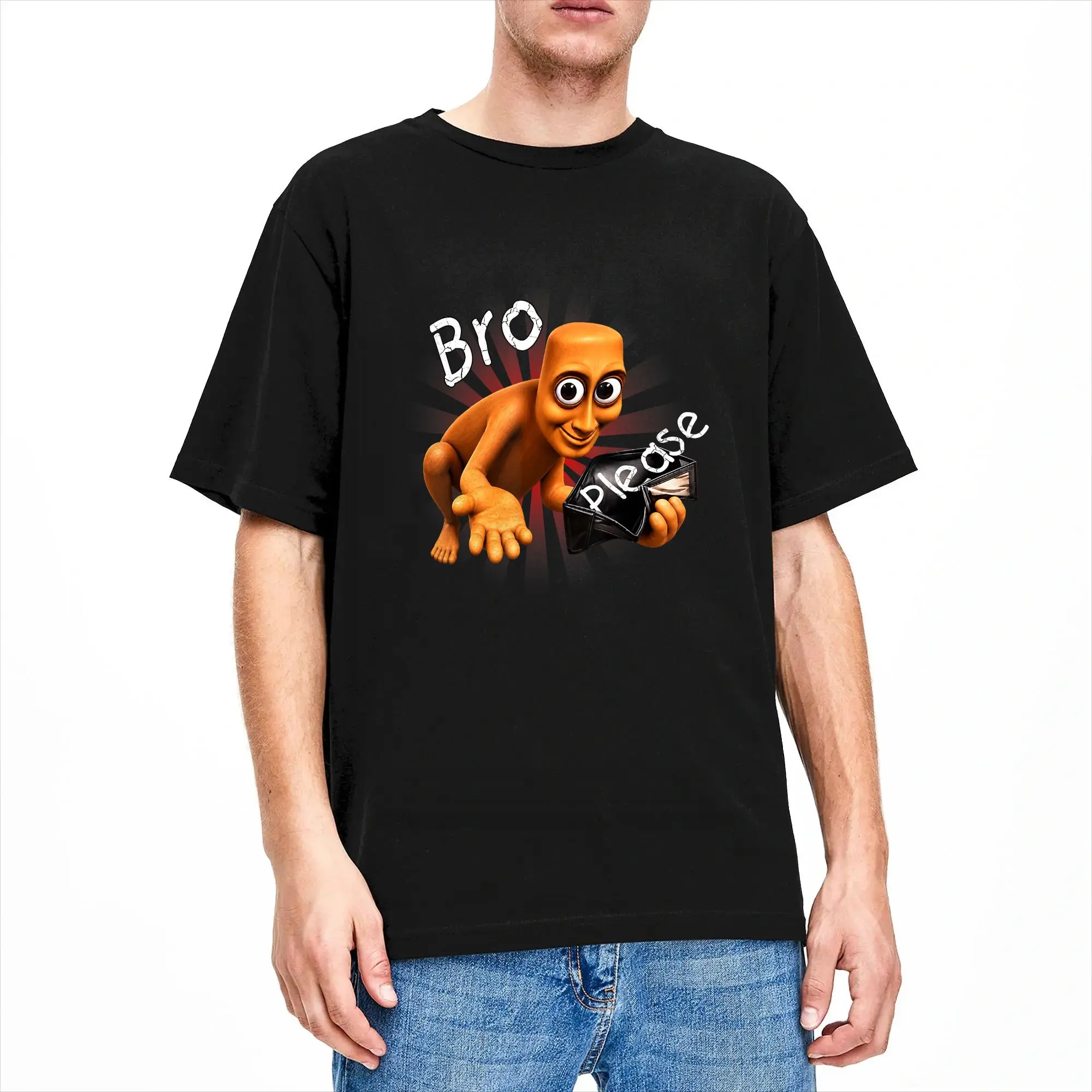 Oversized T-Shirt Funny Tung Tung Sahur Empty Wallet Bro Please Brainrot Meme 100 Cotton T Shirts Man Summer Classic Print Tees