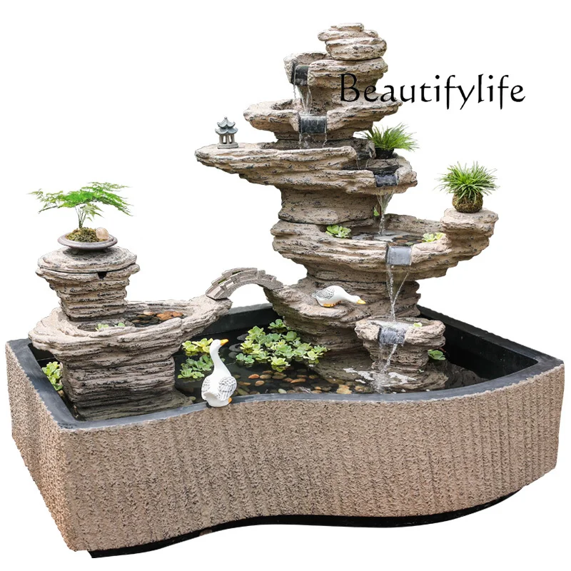 

Large rockery flowing water fountain landscape outdoor courtyard pool landscaping fish pond floor decoration ornament