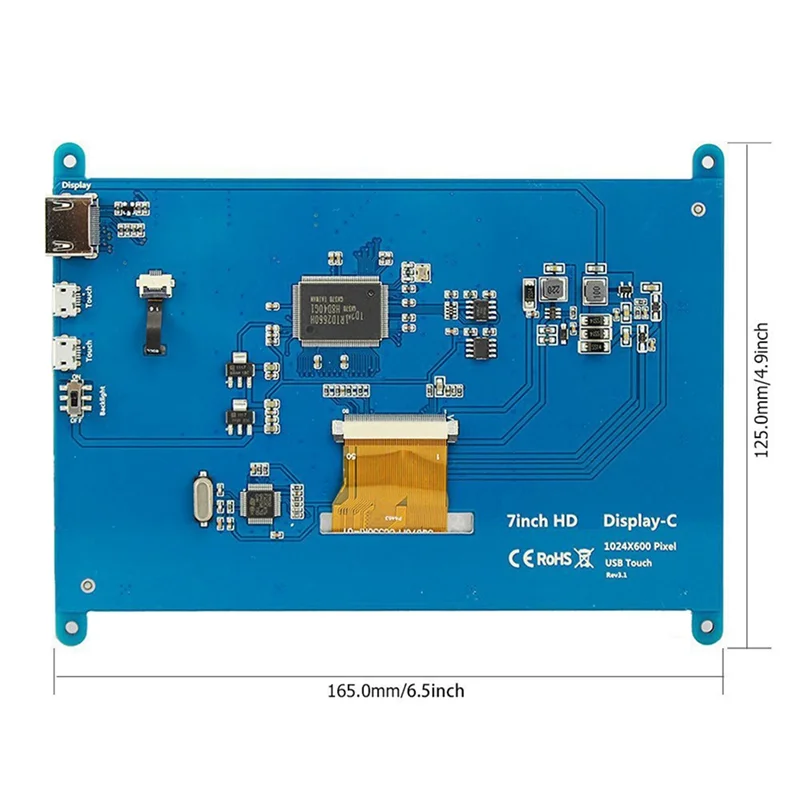 

Практичный 7-дюймовый ЖК-дисплей Raspberry Pi, совместимый с Raspberry Pi 3B +/4B HD IPS-дисплей, многофункциональный модуль дисплея