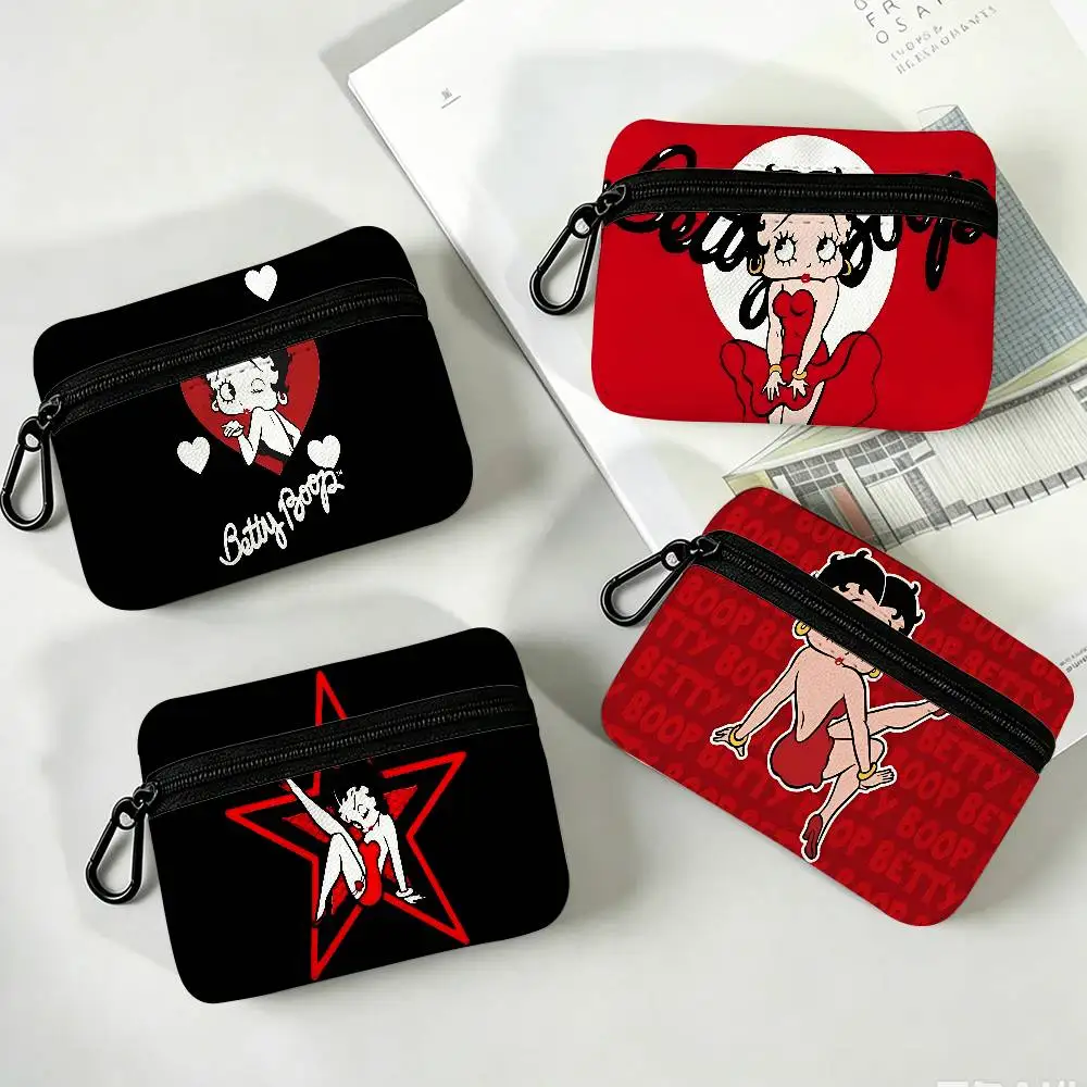 Cute B-betty B-boop Wear-resistant Oxford Cloth Coin Purse Portable Backpack Hanging Card Storage Bag