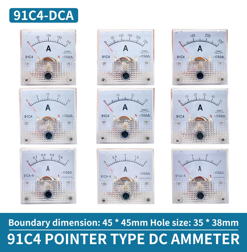 91C4-A DC Pointer Ammeter 1A 2A 3A 5A 10A 15A 30A 50A 75A 100A 150A 200A 300A 400A 500A Ammeter