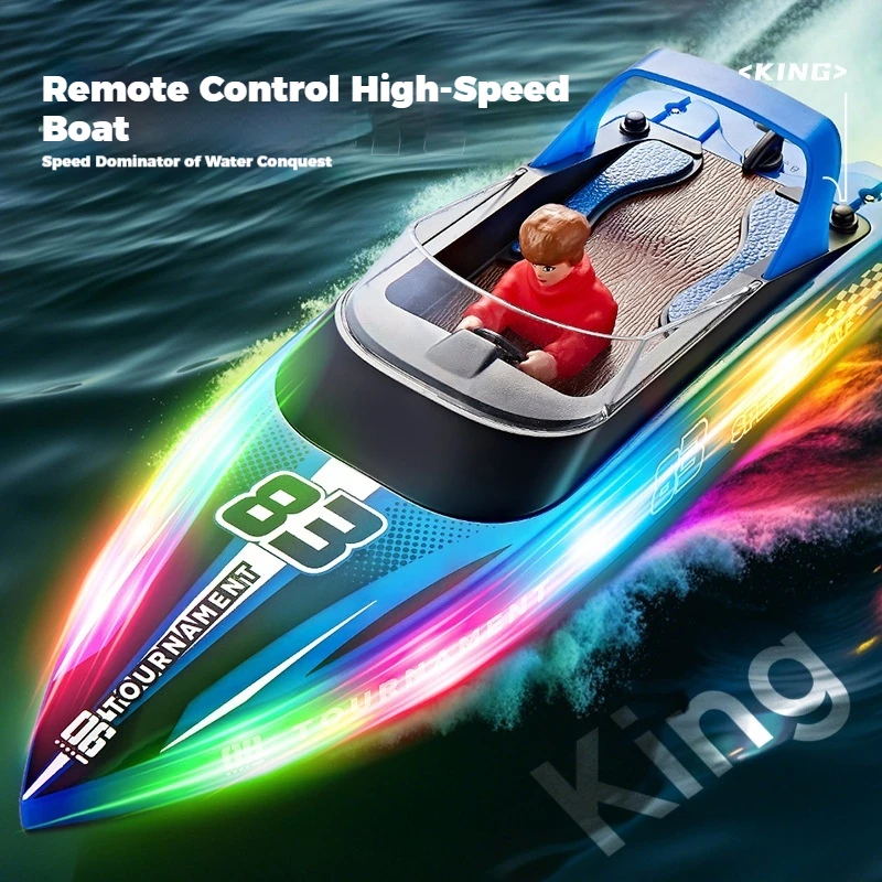 HJ821 قارب RC مزدوج الدفع - محرك عالي الطاقة 2.4G جهاز تحكم عن بعد للأطفال والكبار نموذج قارب سباق البحيرة/الحمام