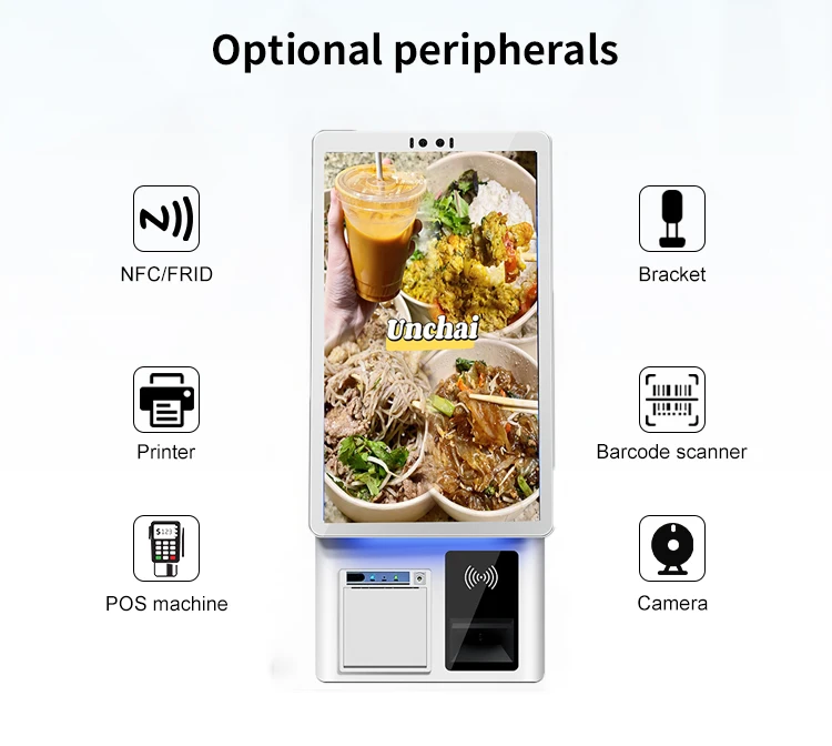 

Crtly 21.5" Touch Screen Restaurant Self Service Ordering Payment Kiosk Automatic Buffet Ordering Machine Self Payment Kiosk