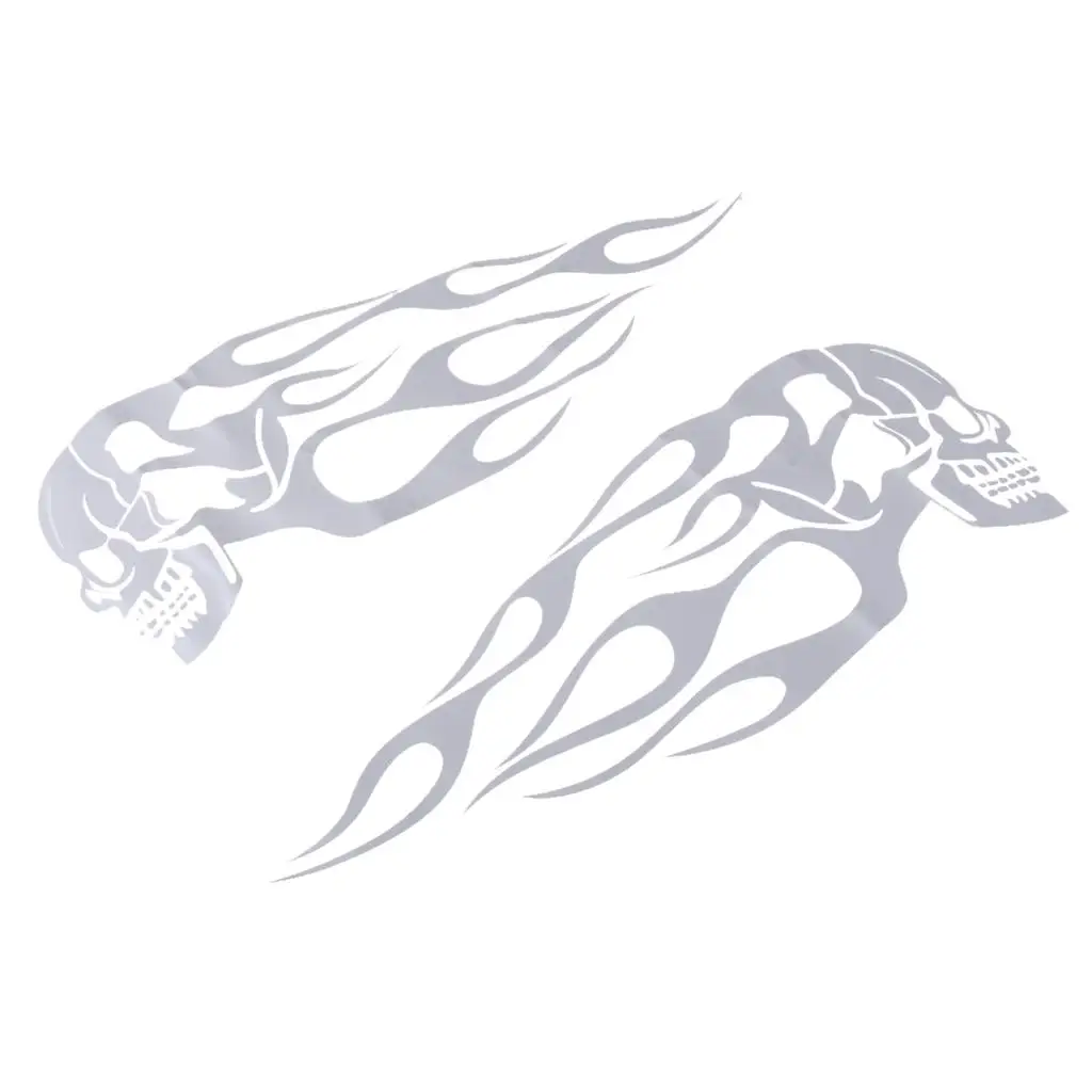 Picture 3: Flame Skull Badge Gas Tank Sticker Durable Vinyl Graphic for Real Motorcycle Modified Parts