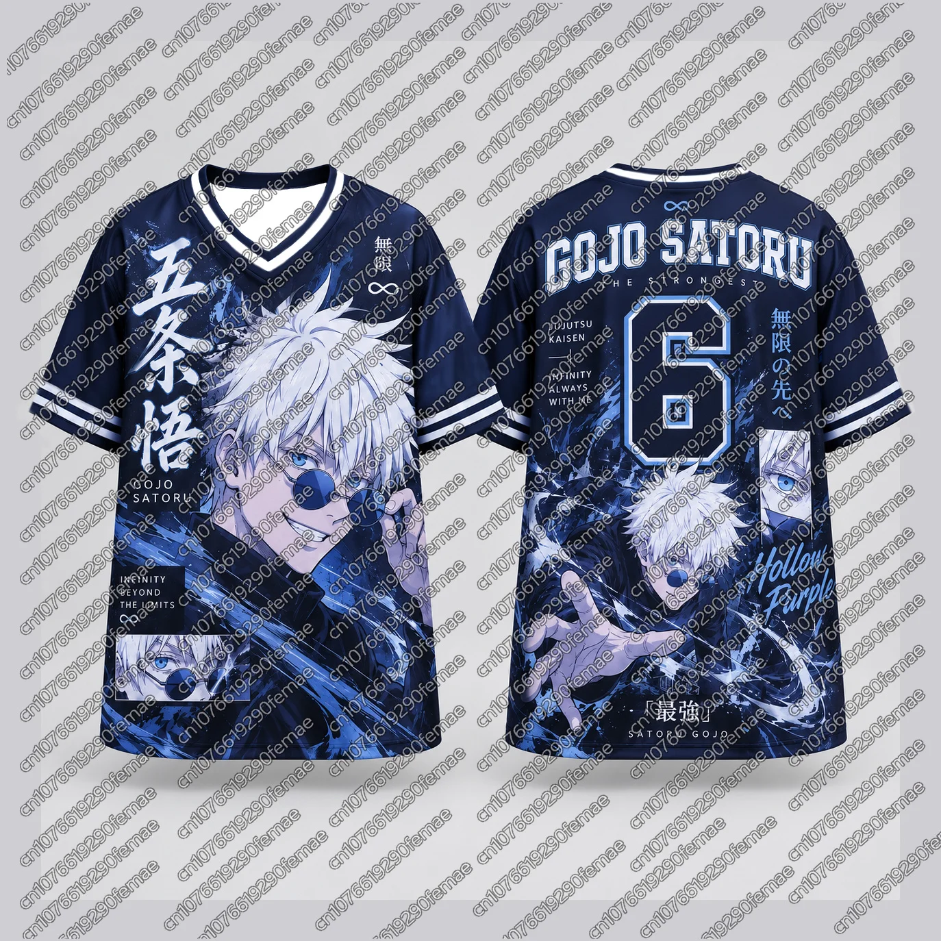 2026 Neues Gojo Satoru T-Shirt für Kinder, JUJUTSU KAISEN Anime, V-Ausschnitt, Jersey-Shirt, Sommerkleidung, Halloween- und Weihnachtsgeschenk, Oberteil für Jungen und Mädchen – Detail 5