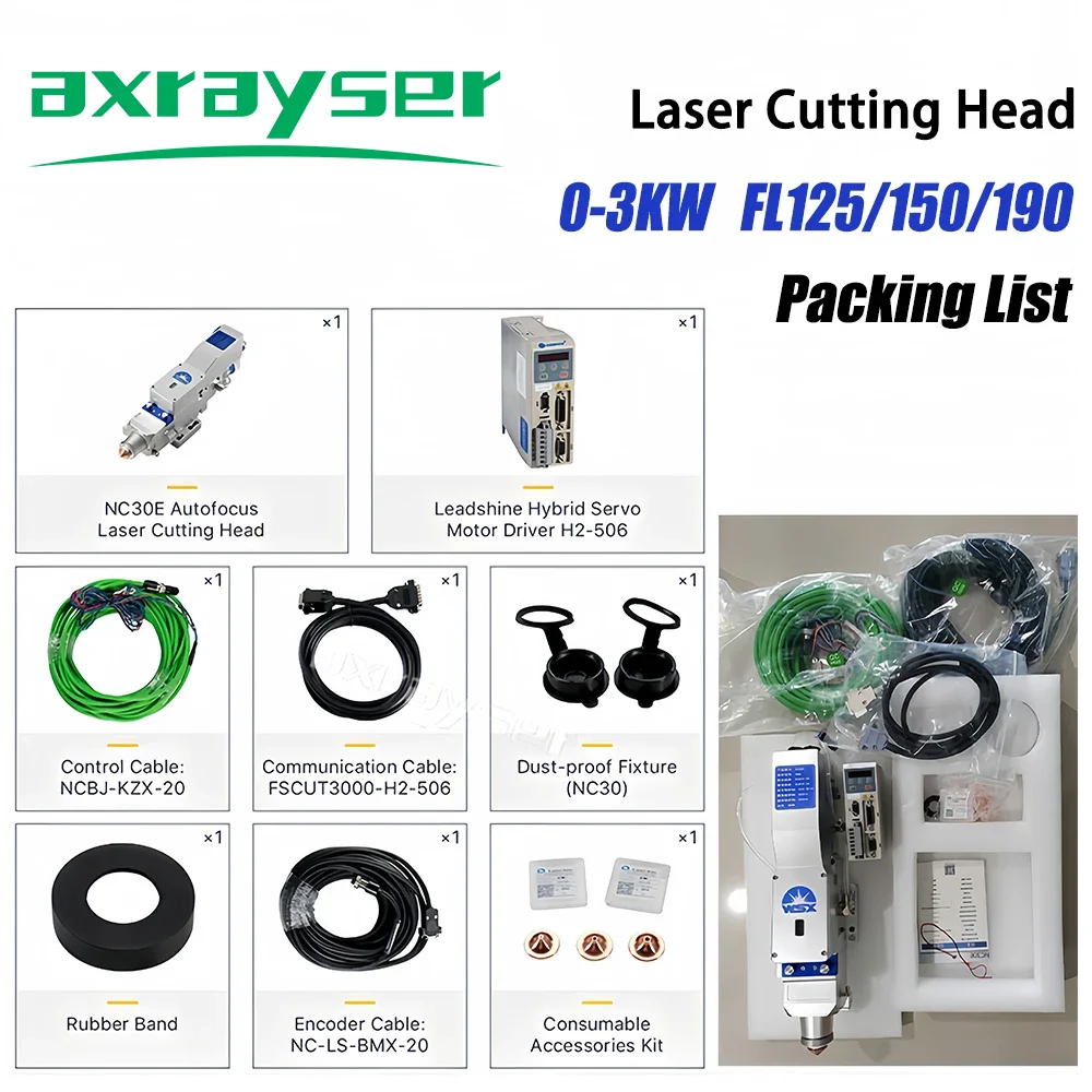 WSX Laser Cutting Head 3KW NC30E Automatic Focusing FL125 150 190 for Fiber CNC Machine Parts