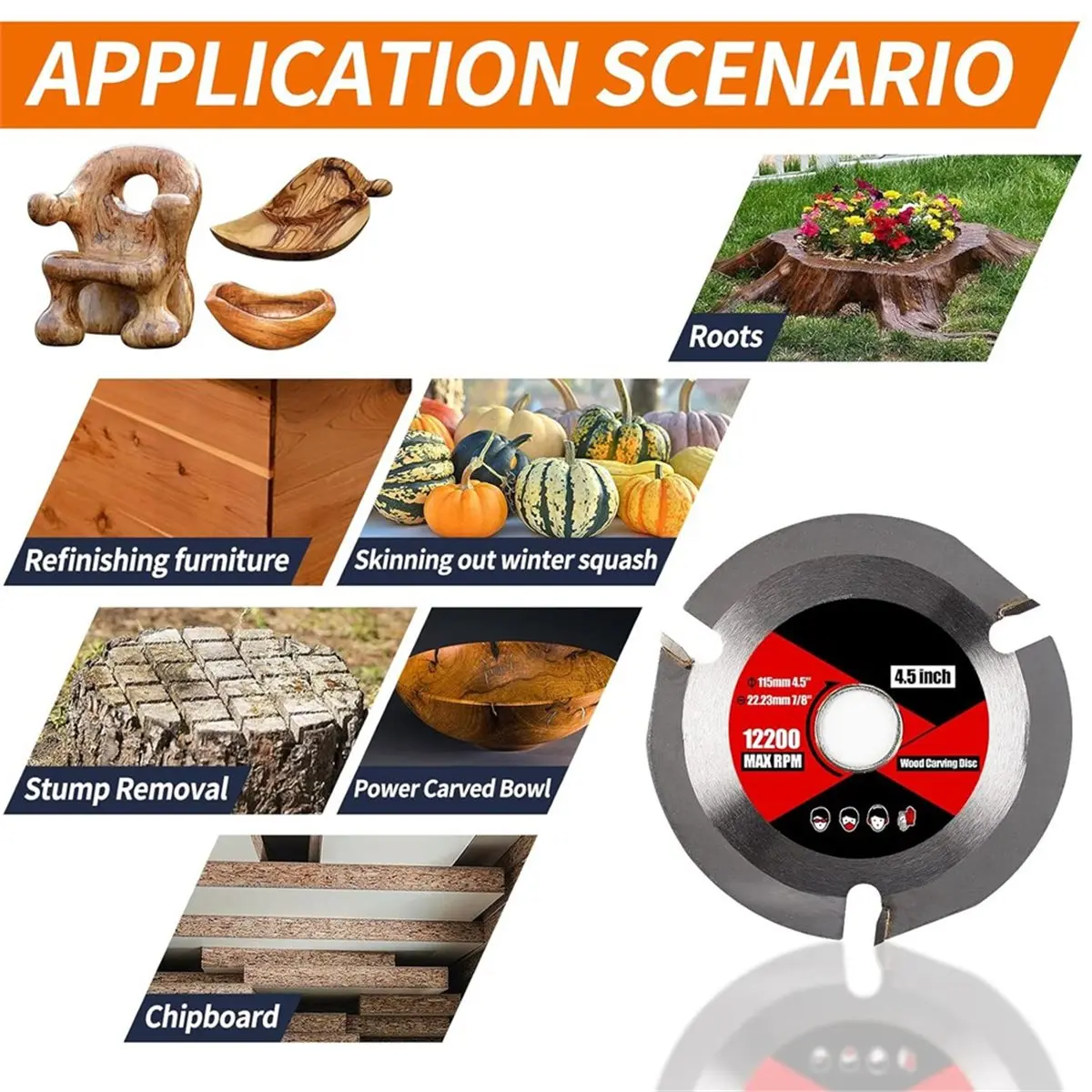 【Abrasives】 Angle Grinder Wood Carving Disc Grinding Wheel, Wood Sanding Cutting Wheel Shaping Discs,for 4 1/2 Inch