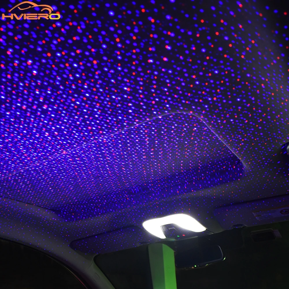 Car Roof Star Lights Interior USB Mini LED Starry Sky Projector Auto Lamp Decoration Night Galaxy Laser Home Atmosphere Lantern