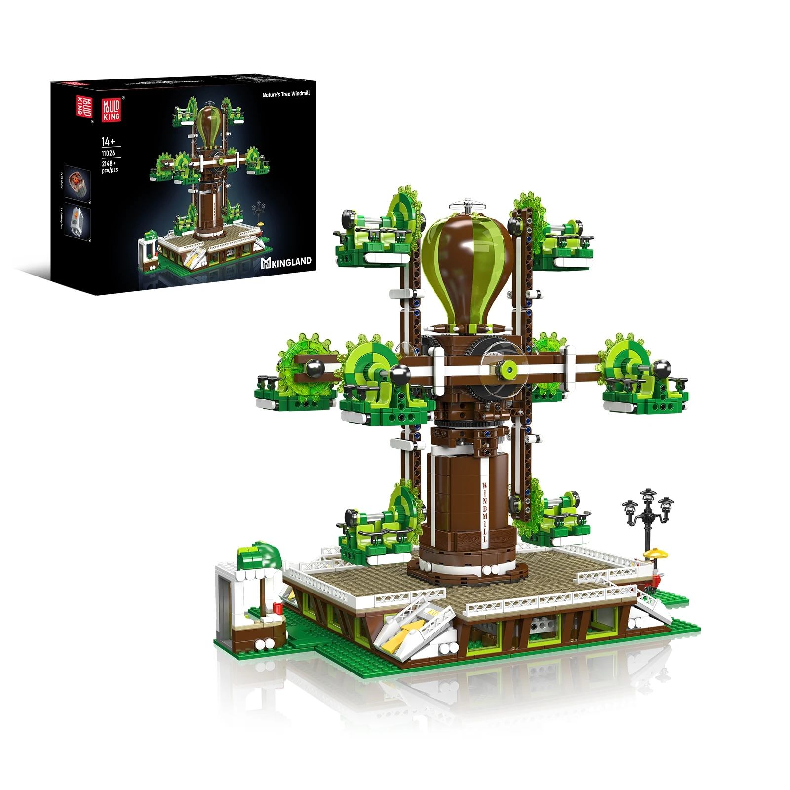 

Mold King 11026 Природное дерево Ветряная мельница Строительные блоки 2148 шт. Фэнтезийный парк Серия DIY Творческая игрушка