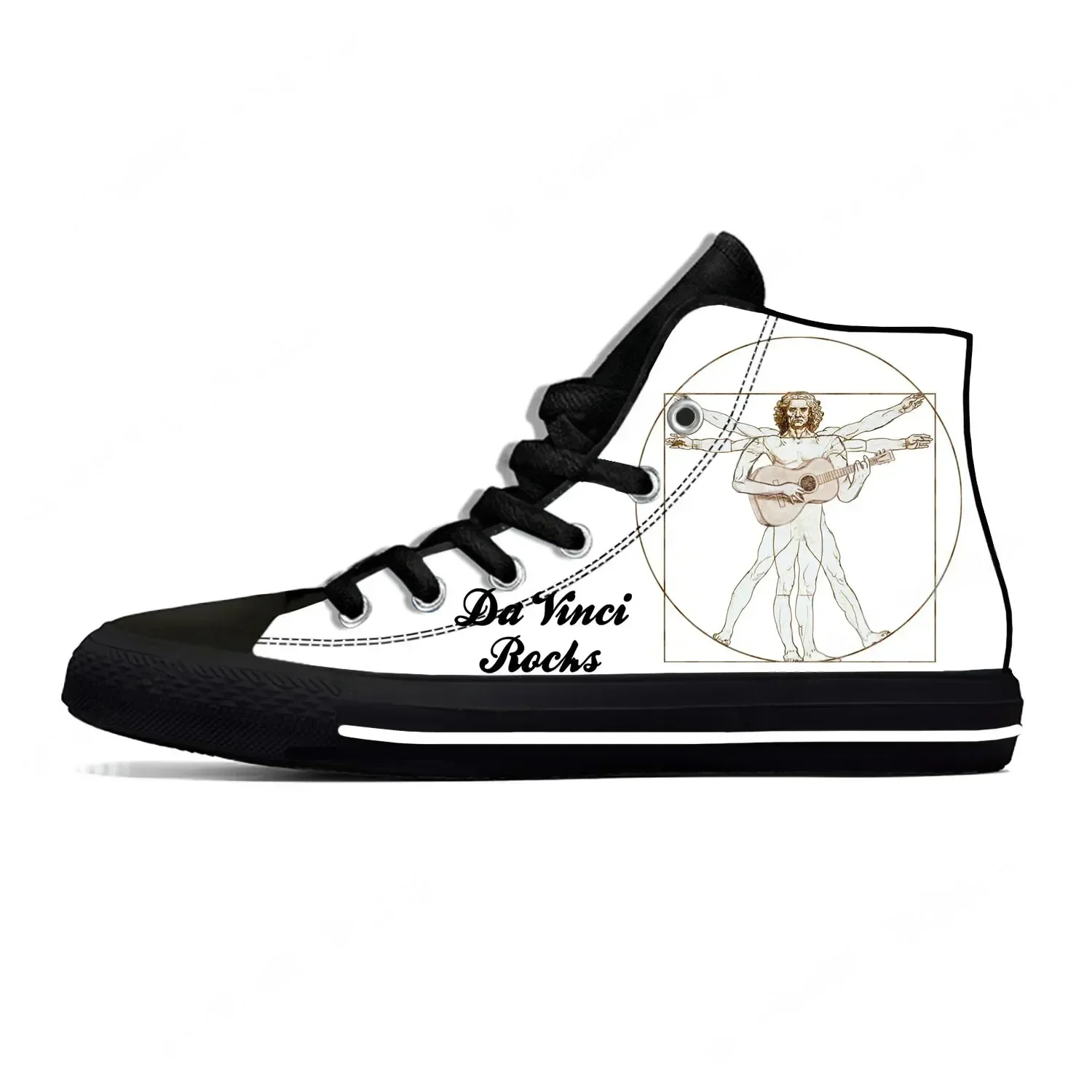 

Da Vinci Guitar High Top Sneakers Mens Womens Teenager Casual Shoes Canvas Running Shoes 3D Print Breathable Lightweight shoe