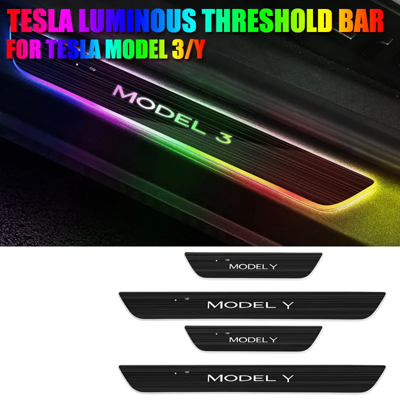 

For Tesla Model Y Car Threshold light RGB LED Decorative lights Illusionary Color Atmosphere lights Auto threshold ambient light