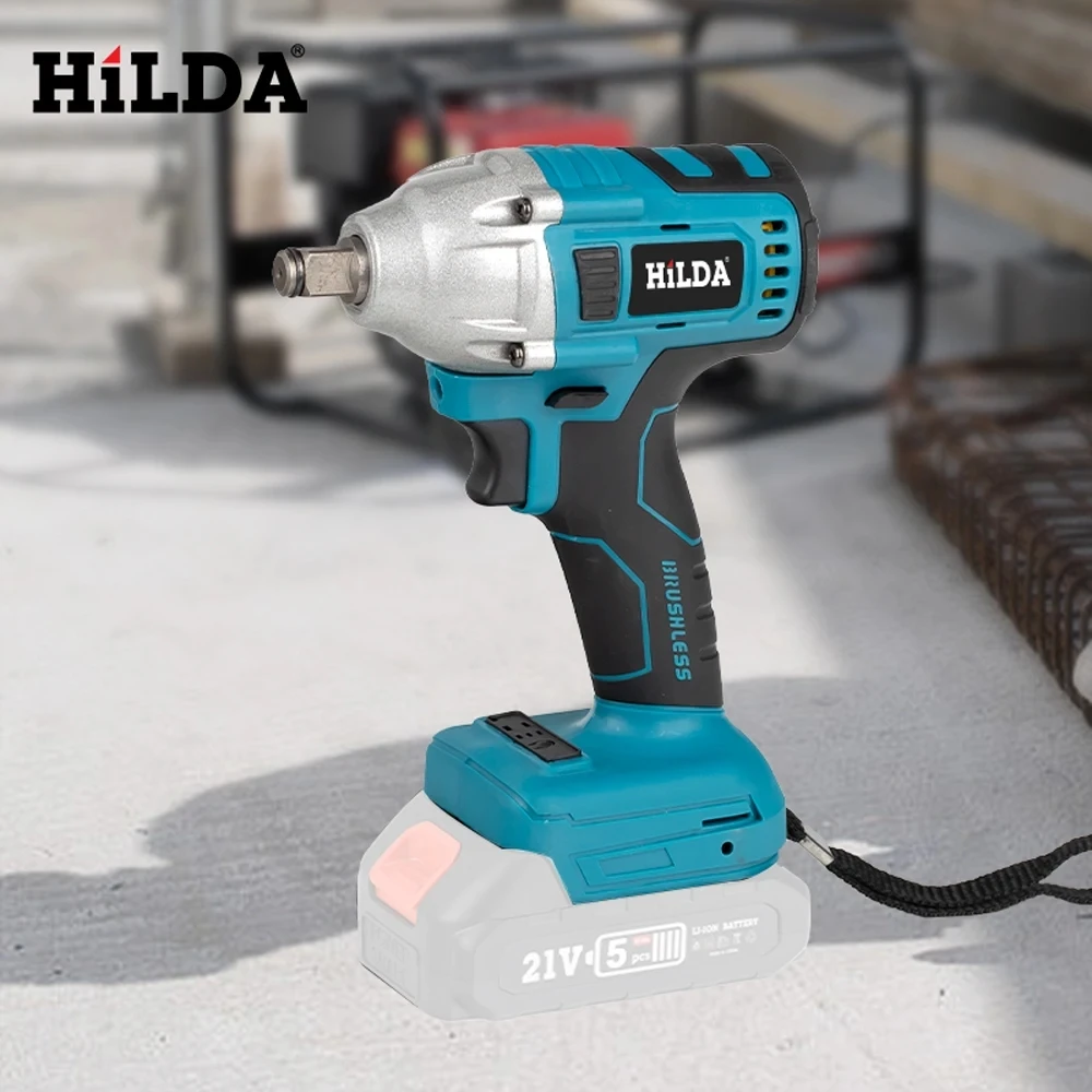 HILDA 21V Blue Electric Impact Wrench Rechargeable 1/2 Socket Wrench Cordless Without Battery