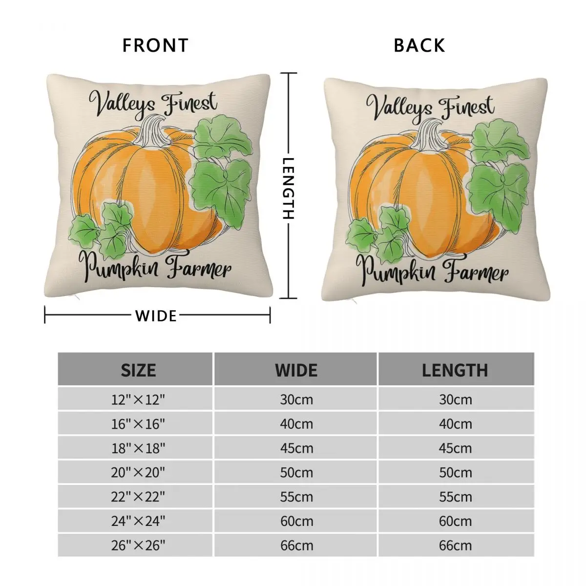 Valley's Finest Pumpkin Farmer Square Pillowcase Polyester Linen Velvet Pattern Decorative Pillow Case Room Cushion Cover 18