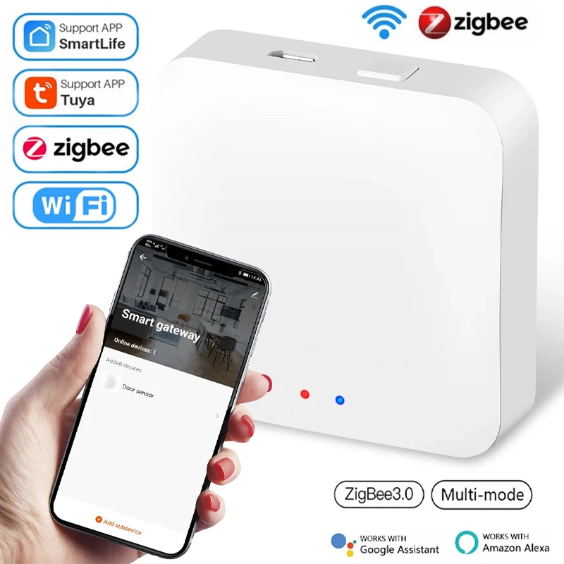 

Беспроводной шлюз-концентратор Tuya Zigbee, домашняя автоматизация, многорежимный шлюз, пульт дистанционного управления, мост, голосовое управление через Alexa Google Home