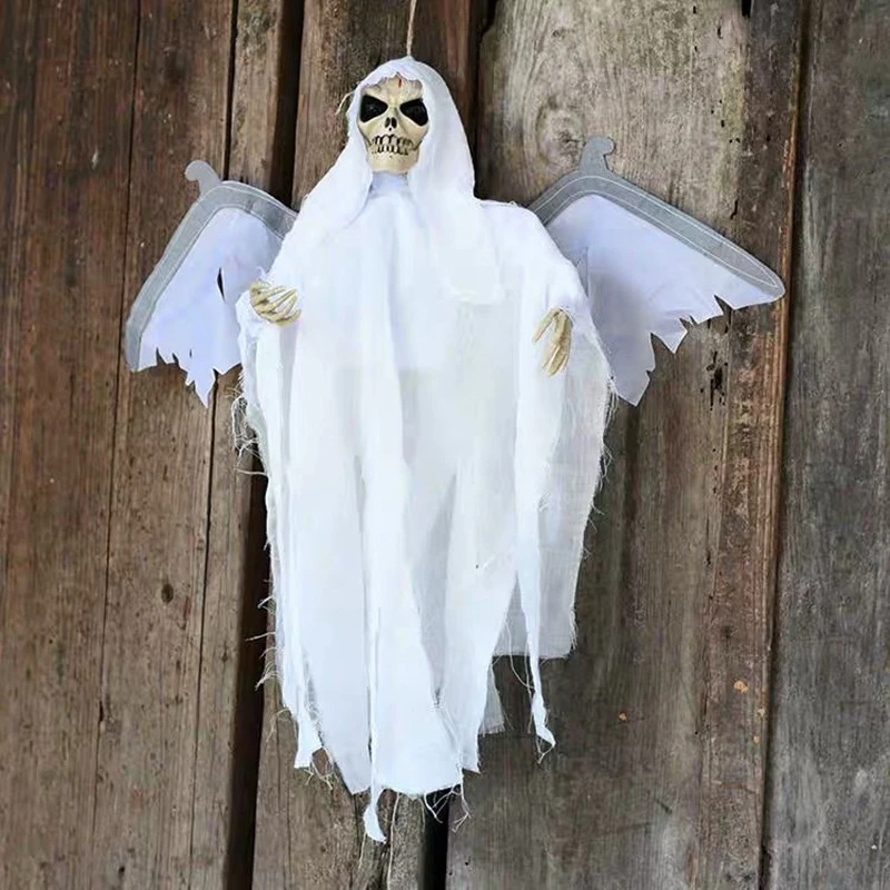 

Scary Hanging Ghost Electric Glowing Eyes Shake Bat Wings Creepy Sound Flying Skull Skeleton Death Halloween Decoration