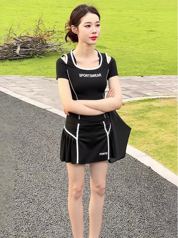 Ropa deportiva de entrenamiento físico para Yoga para mujer, conjunto de dos piezas Qui Dry, pantalones de falda Profional para correr de verano