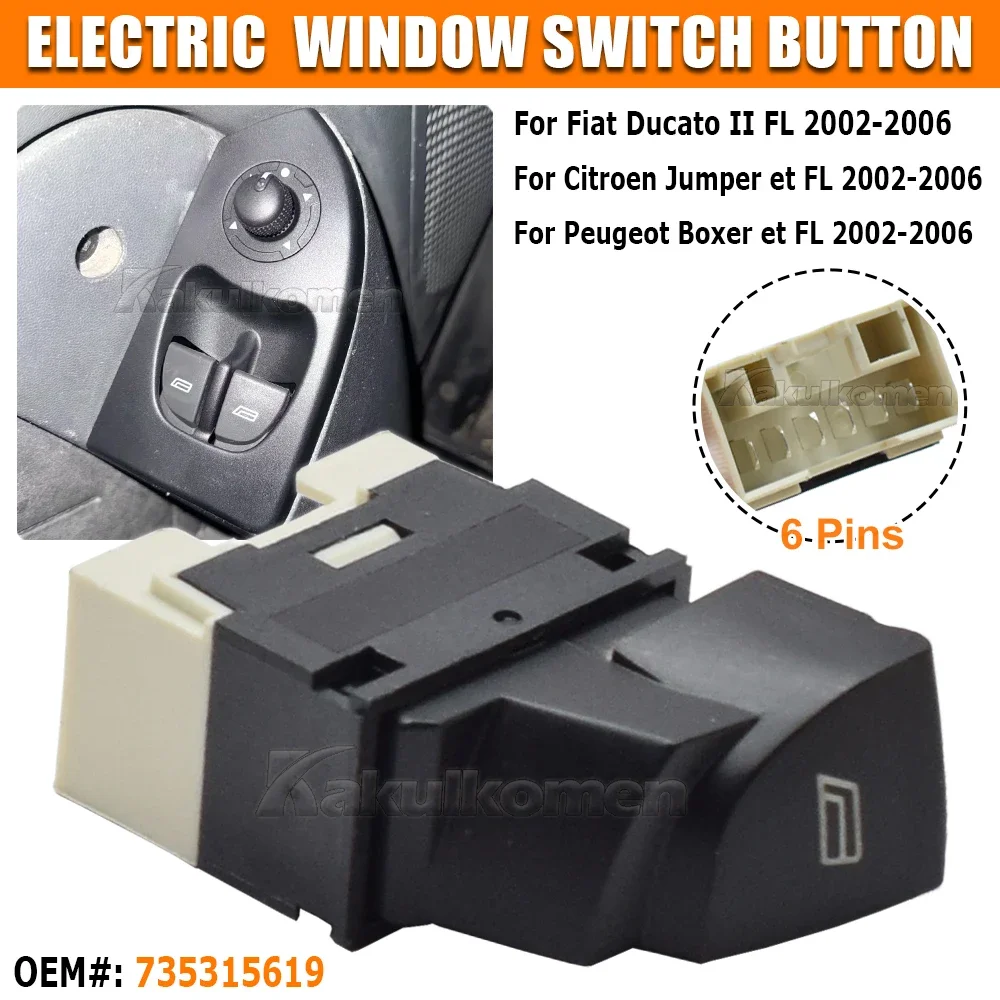 735315619   مفتاح النافذة الرئيسية 6554T3 735335418   ل 2002- 2006 فيات دوكاتو 2 سيتروين جمبر بيجو بوكسر 2 سيتروين جمبر 2