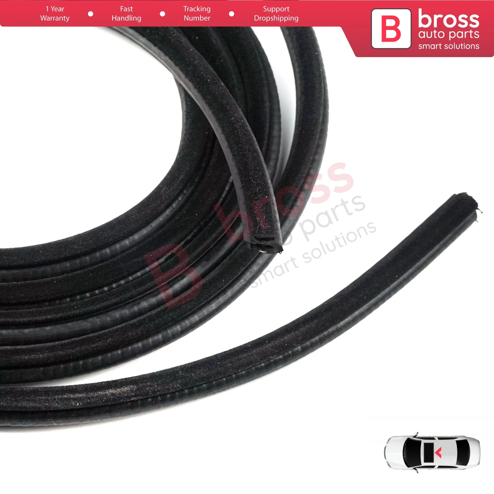 BSR611 Sunroof Seal Gasket Moulding Rubber 54121903725 Metal Sheet 300 cm for BMW E21 E30 318 320 325 M3 Coupe Sedan Wagon