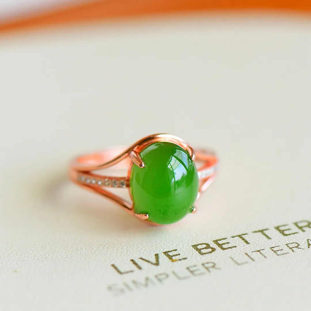 Hetian jade jasper egg surface retro ring ring jade ring Hanfu accessories gift fashion